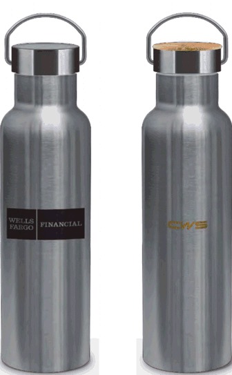 Nomad Silver Bottle with a steel or bamboo lid